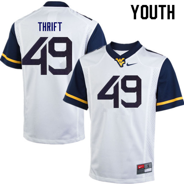 Youth #49 Jayvon Thrift West Virginia Mountaineers College Football Jerseys Sale-White - Click Image to Close